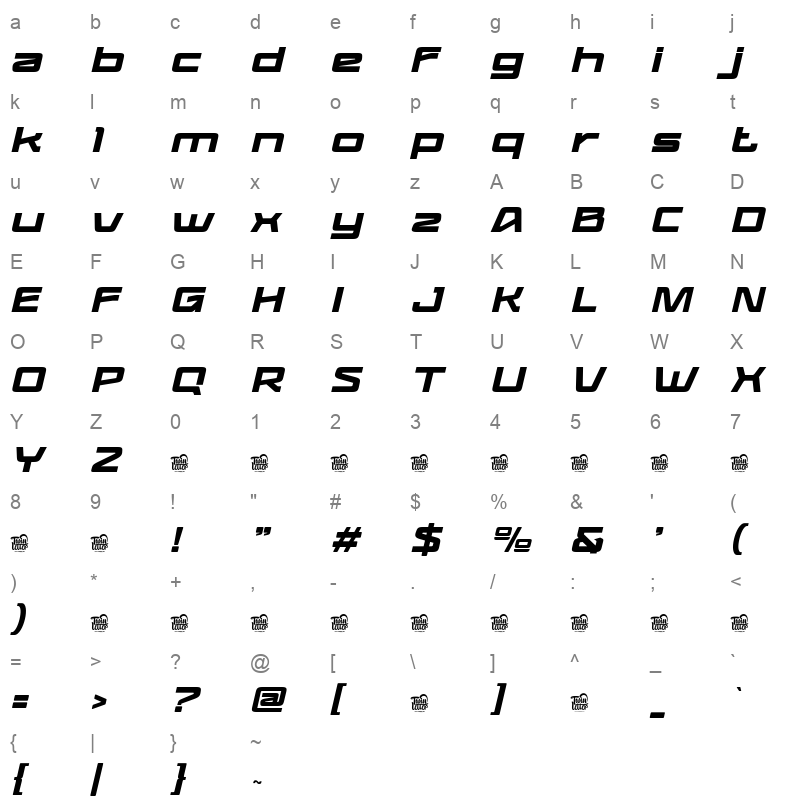 BAGIQU BAGIQUSlant Character Map