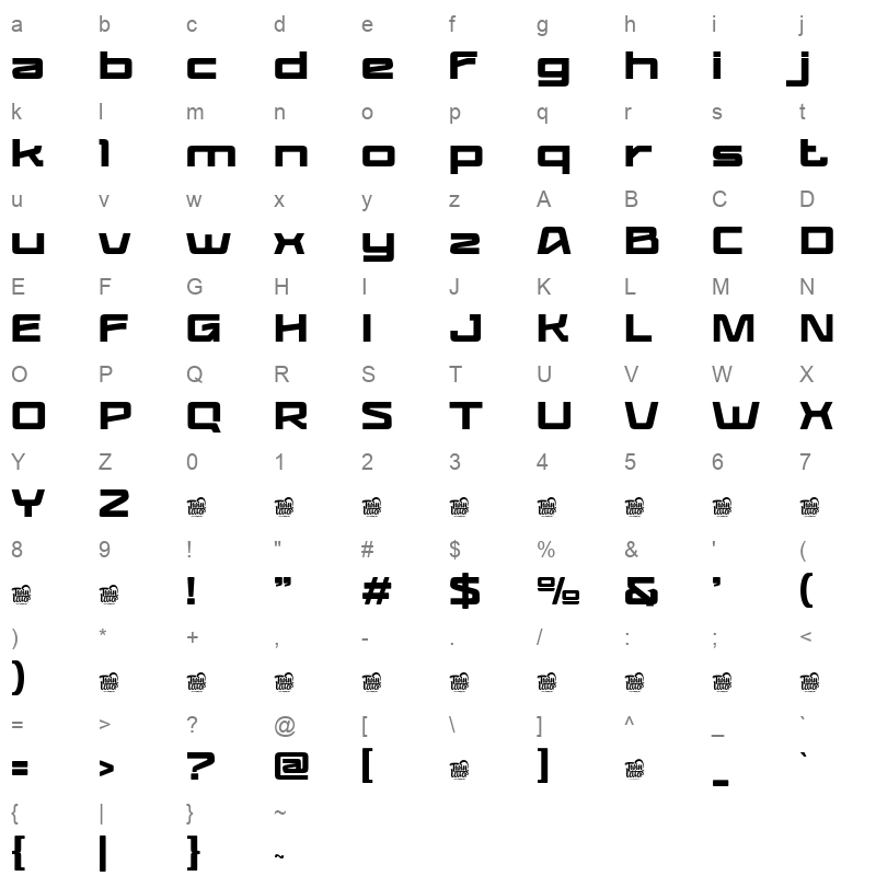 BAGIQU Regular Character Map