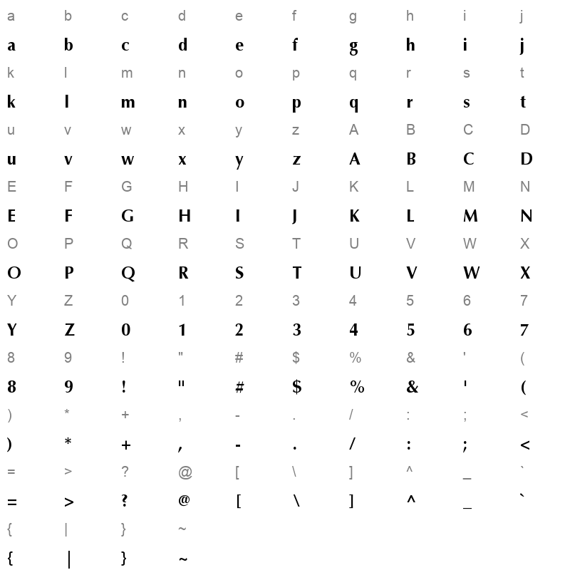bahij jalal bold Character Map