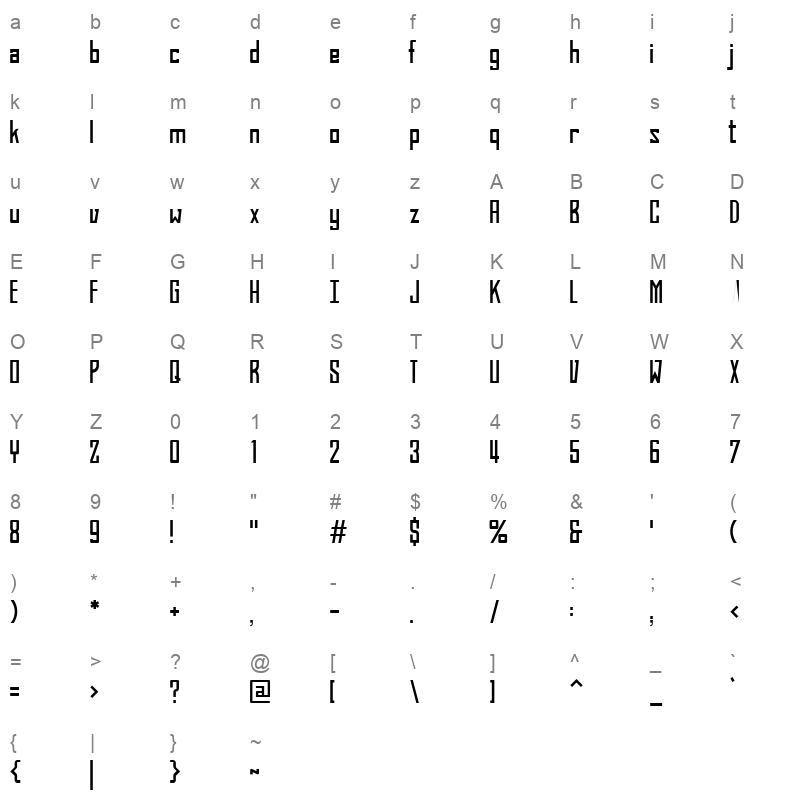 bahn pro medium Character Map