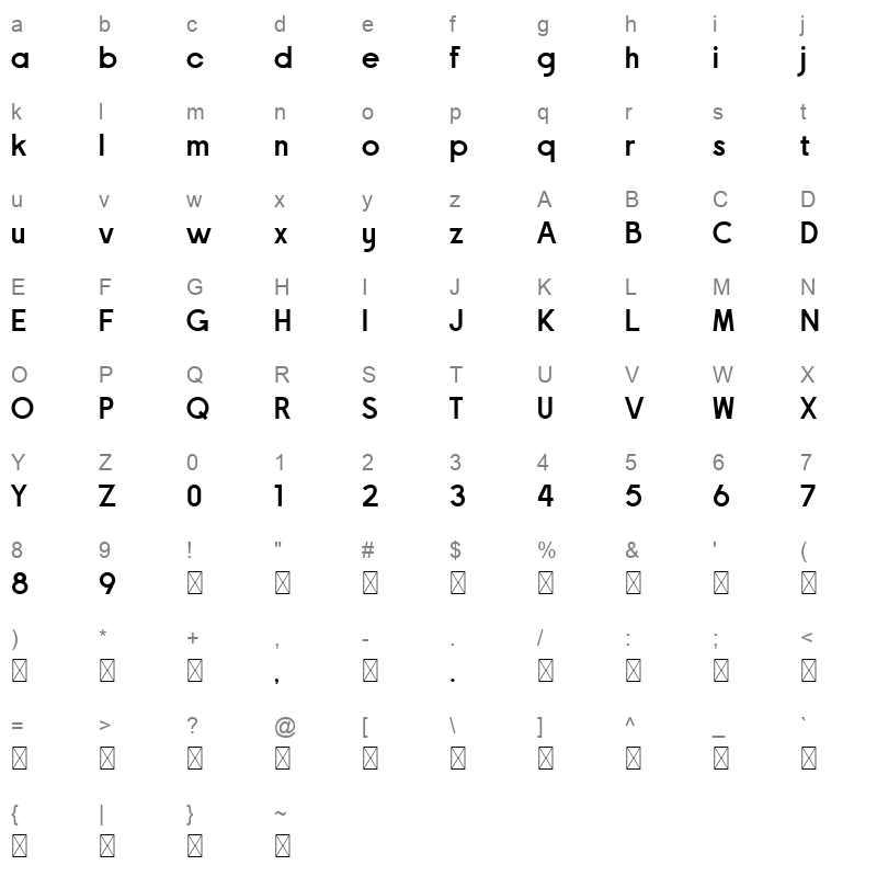 Balance Groovy Sans Character Map