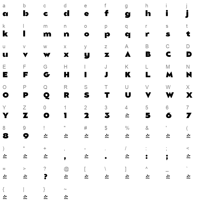 balgin black Character Map