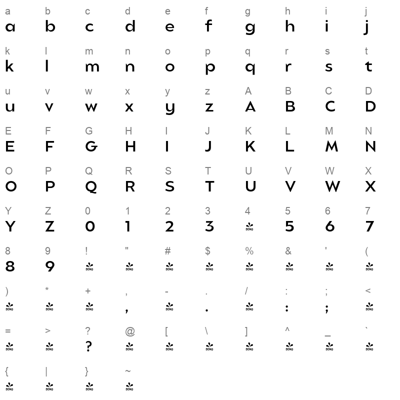 balgin regular Character Map