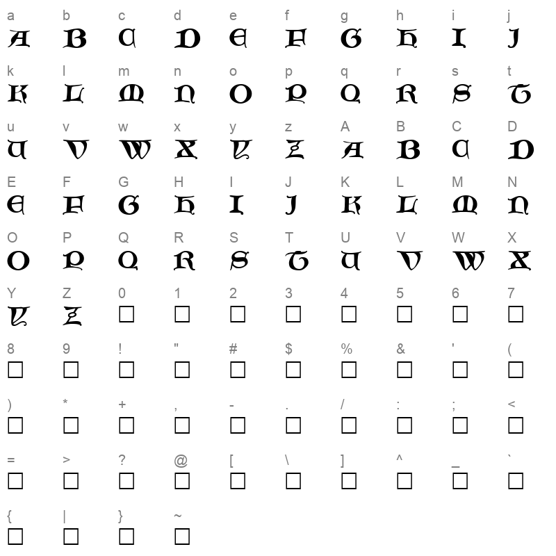 ballade Character Map