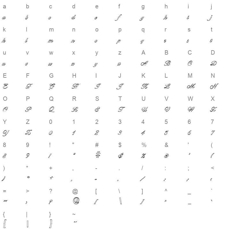 ballantines outline medium regular Character Map