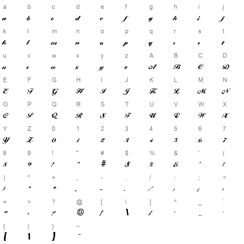 ballantines random black regular Character Map