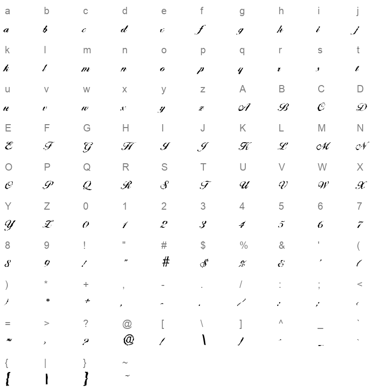 ballantines random bold Character Map