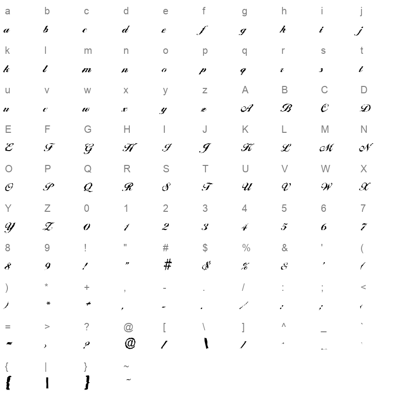 ballantines random xbold regular Character Map