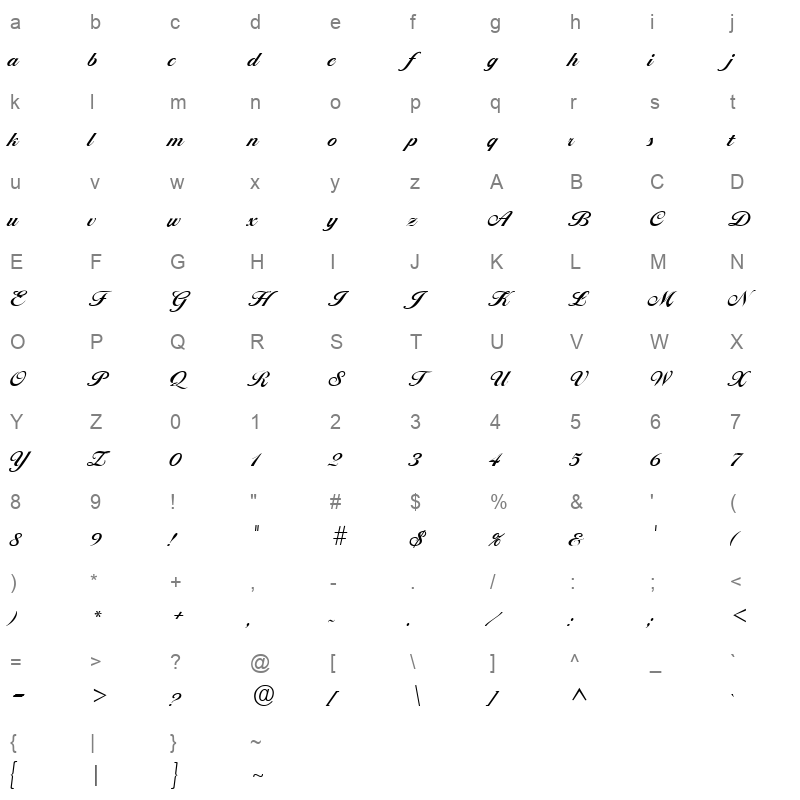 ballantines regular Character Map