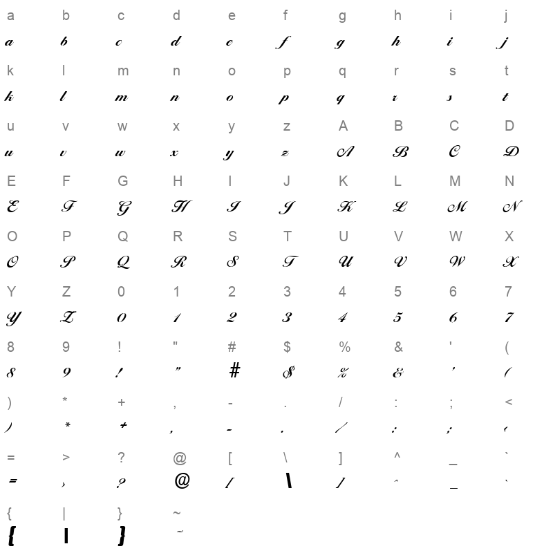 ballantines serial xbold Character Map