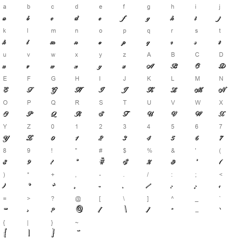 ballantines shadow regular Character Map