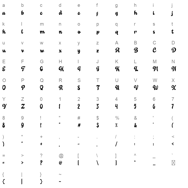 Balleny WOFF Character Map