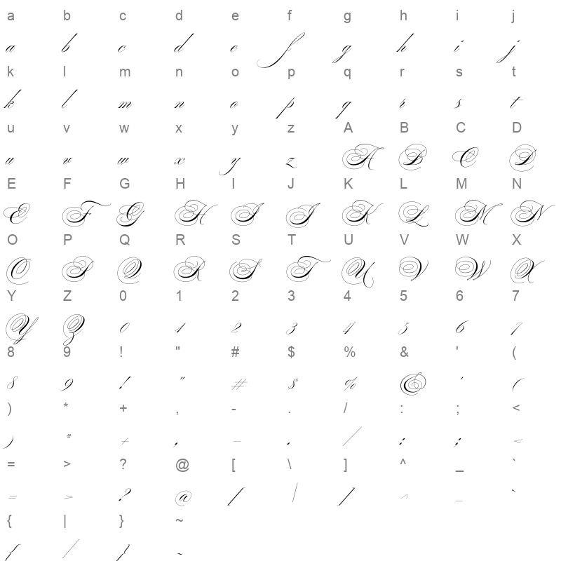 ballet 24pt regular Character Map