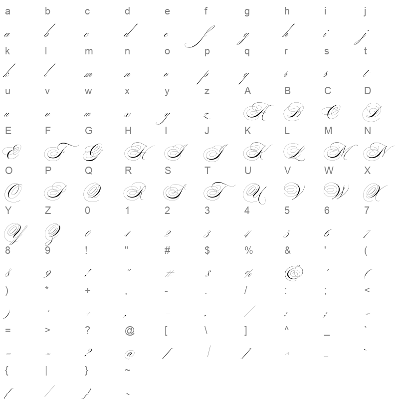 ballet 60pt regular Character Map