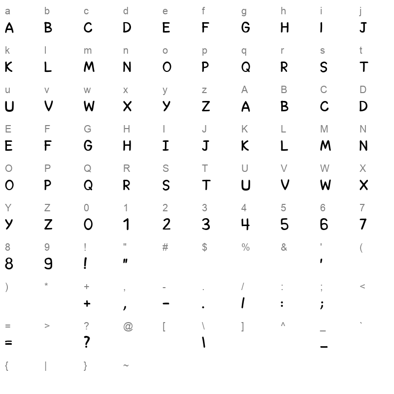 balpaq Character Map