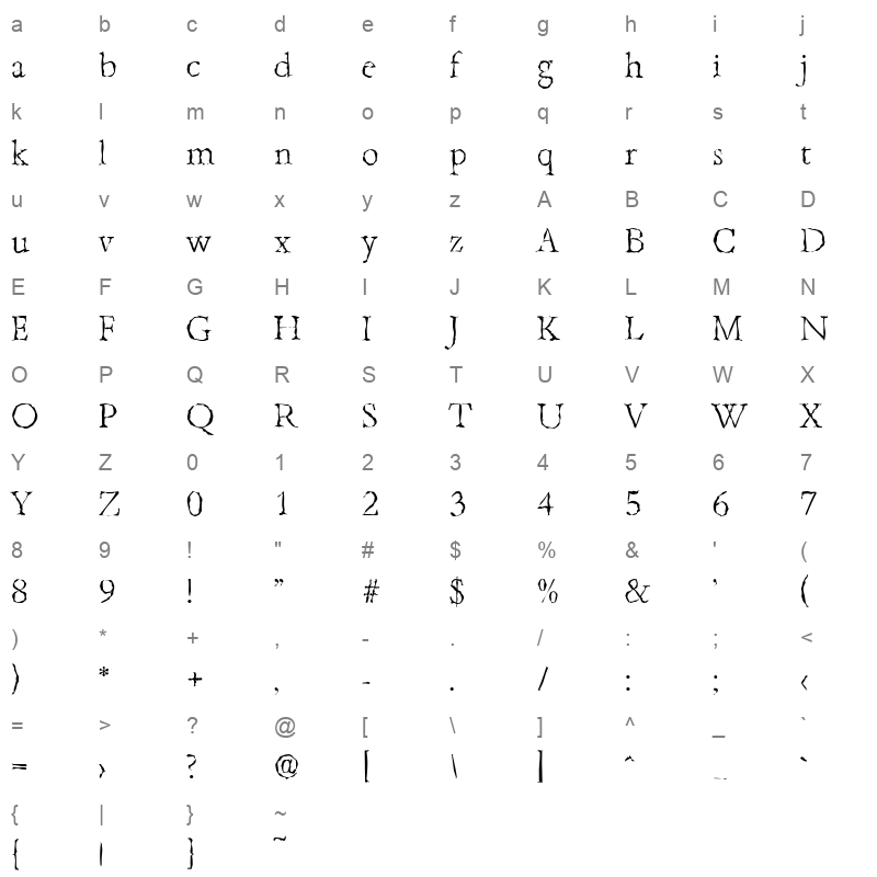 bamberg random xlight Character Map