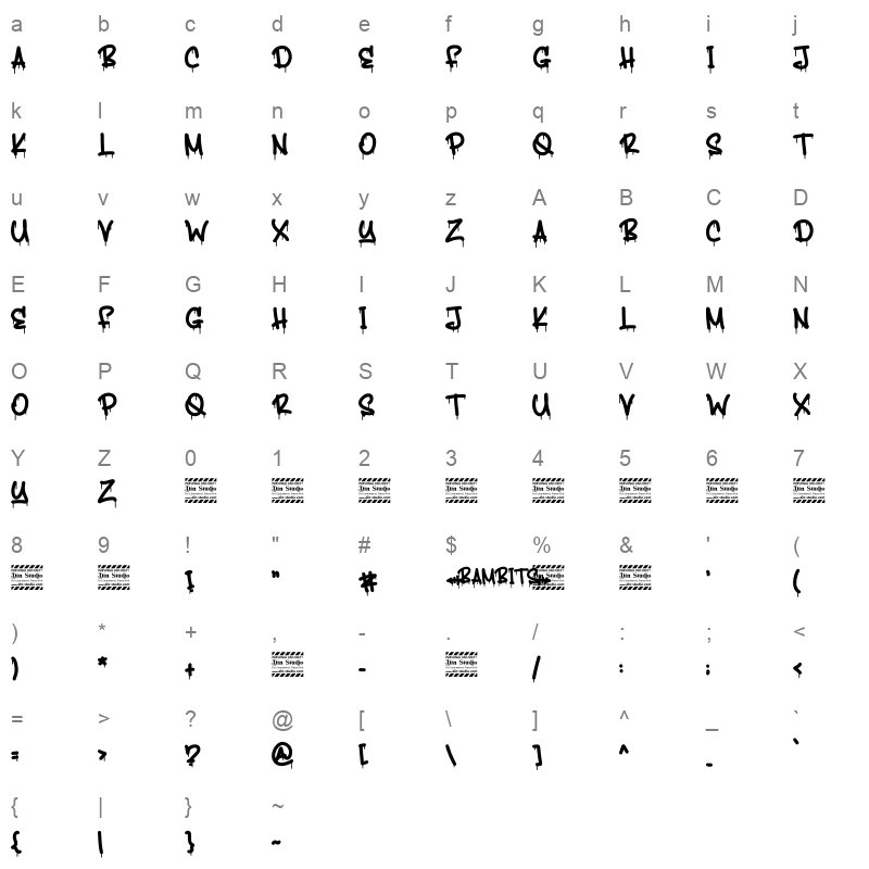 Bambits Character Map