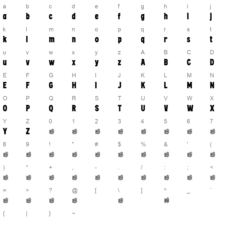 bamen Character Map