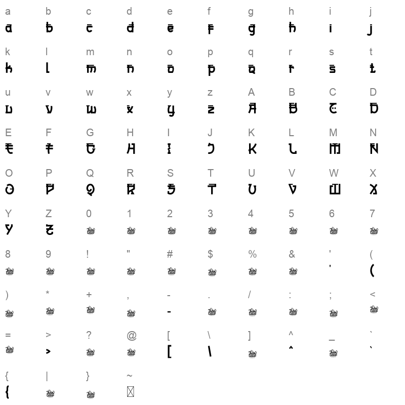 bamida font Character Map