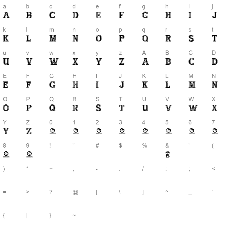 bandito regular Character Map