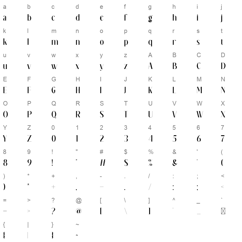 Banegsa Character Map