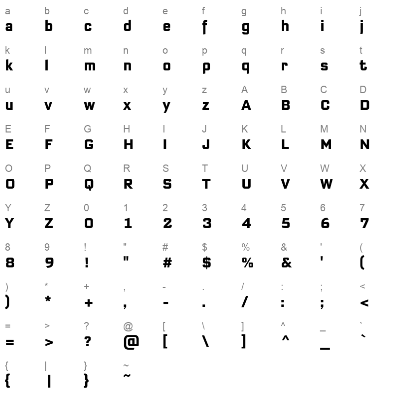 bank sans ef cy compressed bold Character Map