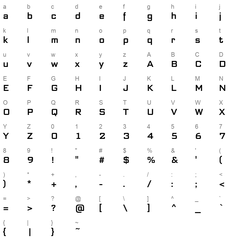 bank sans ef cy semi condensed medium Character Map