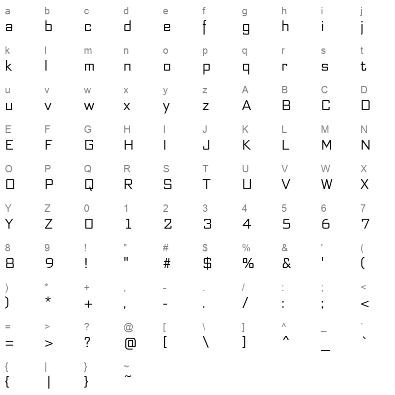 bank sans ef cy semicondensed light Character Map
