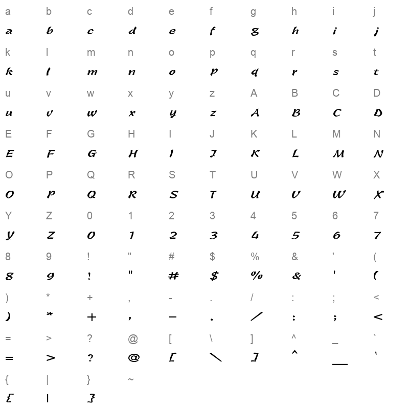baoli sc regular Character Map