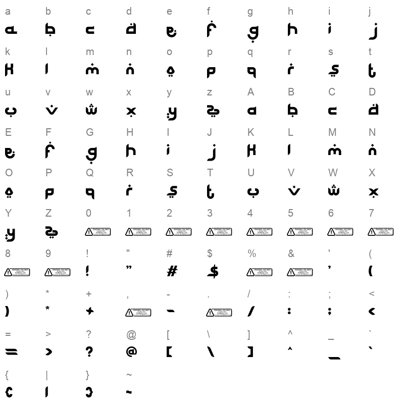 Barakallah Character Map