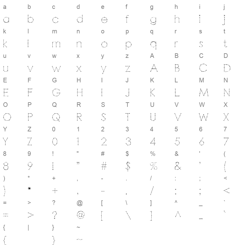 Barbarello Font Character Map