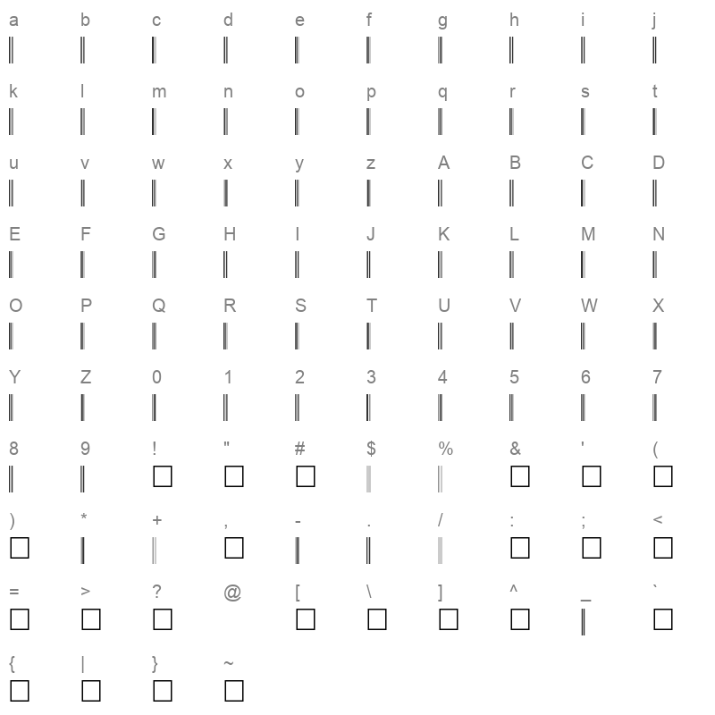 barcode c39p72dmtt Character Map