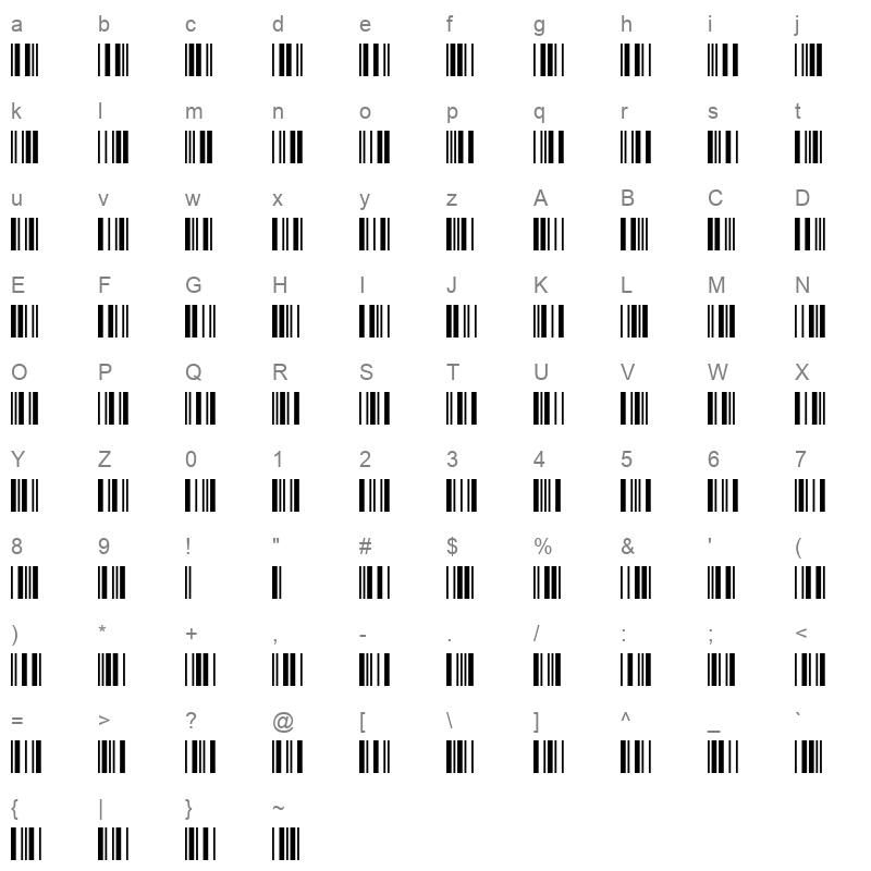 barcode intp24dltt Character Map
