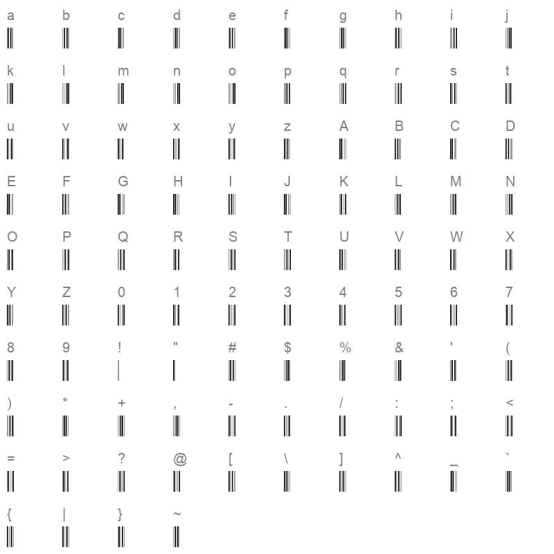 barcode intp36dmtt Character Map