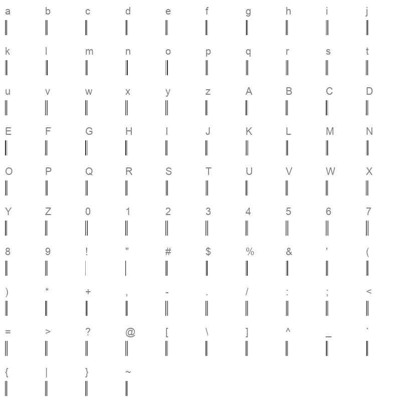 barcode intp72dmtt Character Map