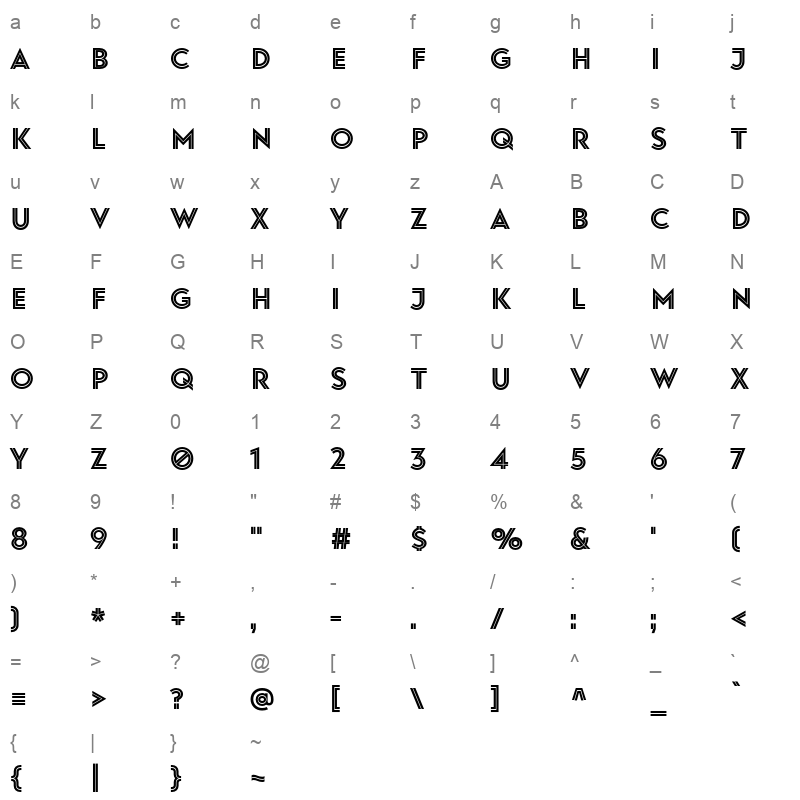 baro line four Character Map