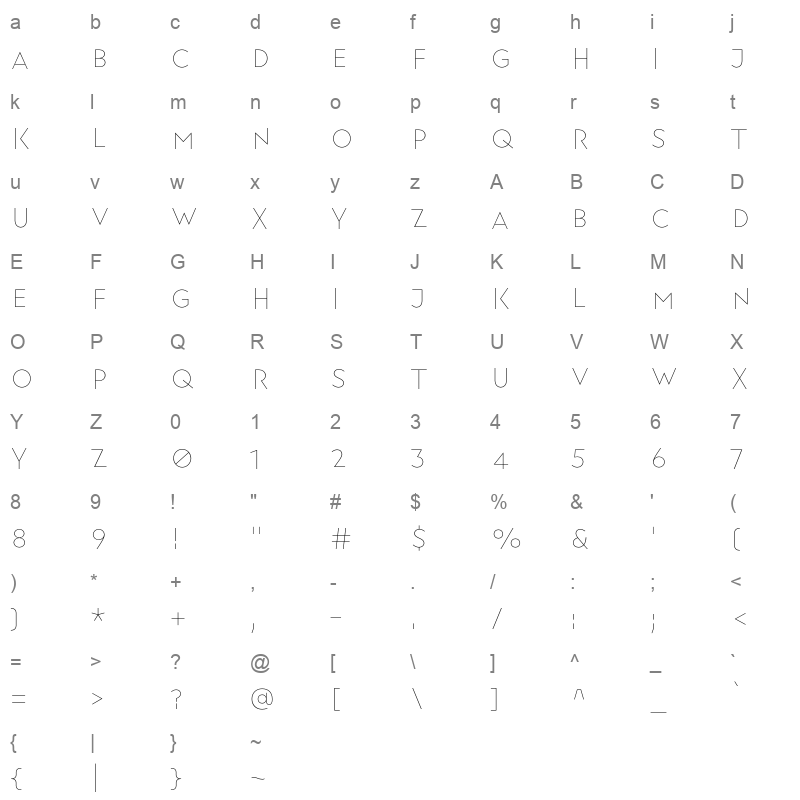 baro line one Character Map