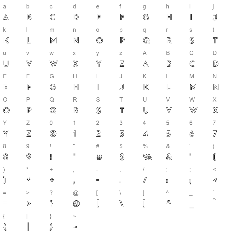 baro line two Character Map