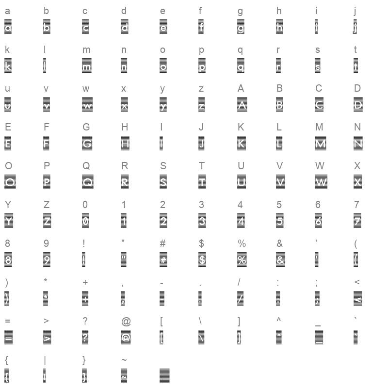 barred out Character Map