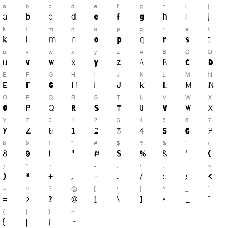 Barriecito Regular Character Map