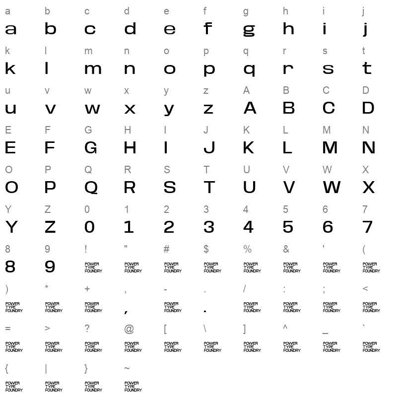 Base Neue Expanded Medium Character Map