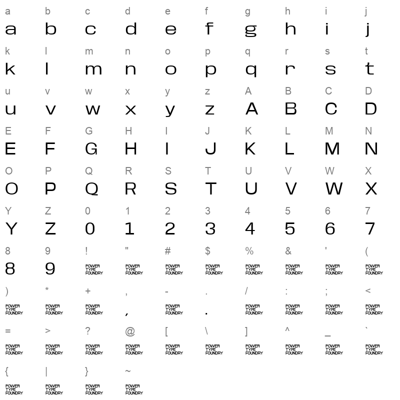 Base Neue Expanded Character Map