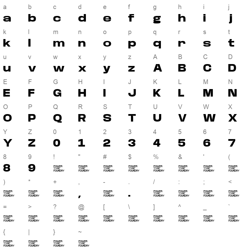 Base Neue ExpExtBd Character Map