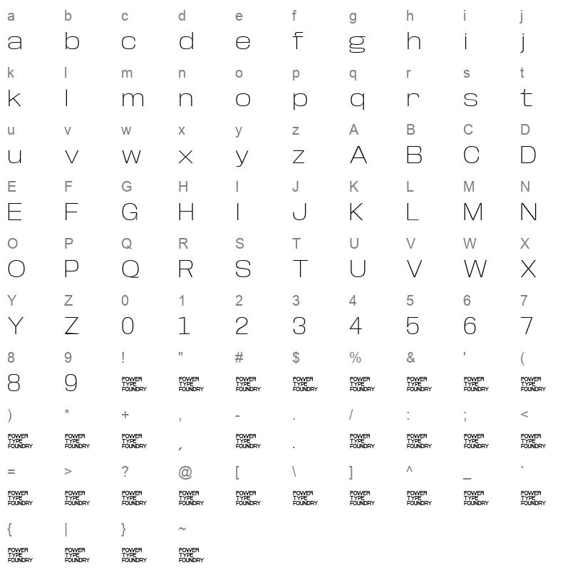 Base Neue ExpExtLt Character Map