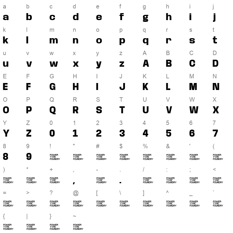 Base Neue ExtraBold Character Map