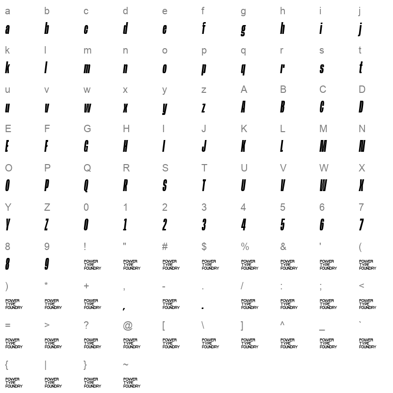 Base Neue Super CnSmBdObl Character Map