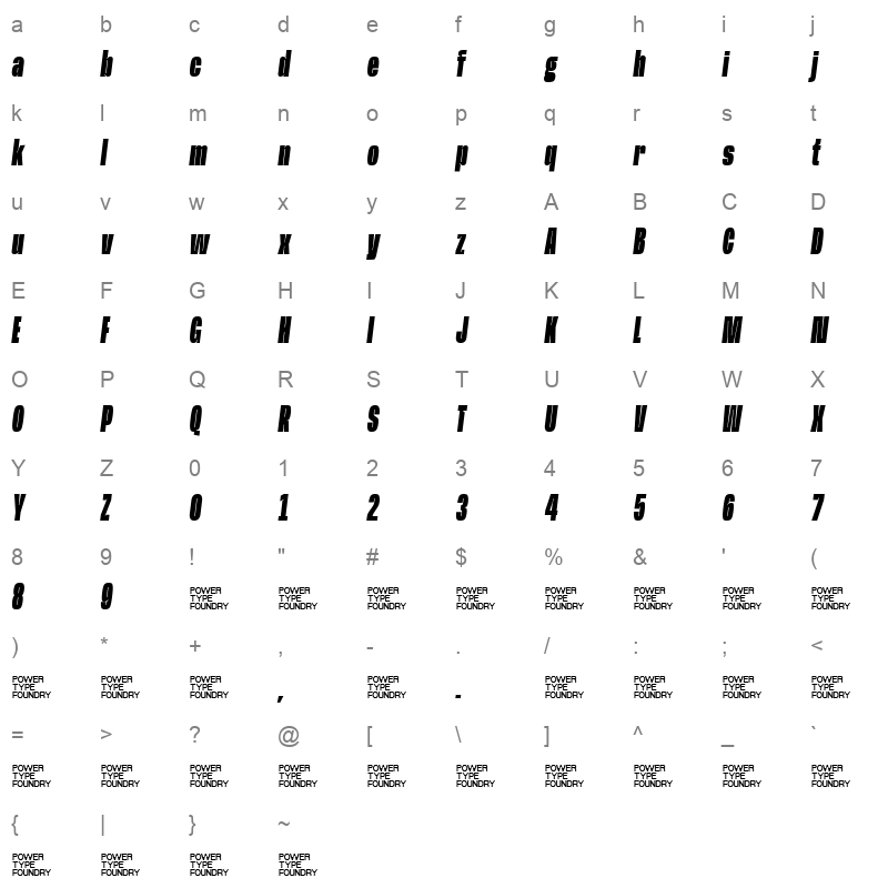 Base Neue Super CnXBdObl Character Map