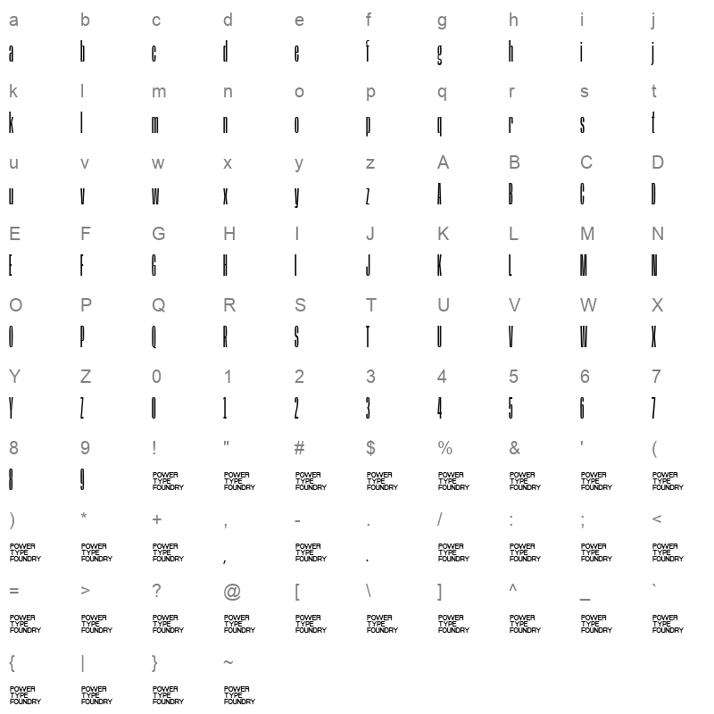 Base Neue Super Cond Light Character Map