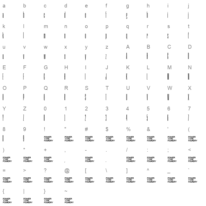 Base Neue SuperCondExtLt Character Map