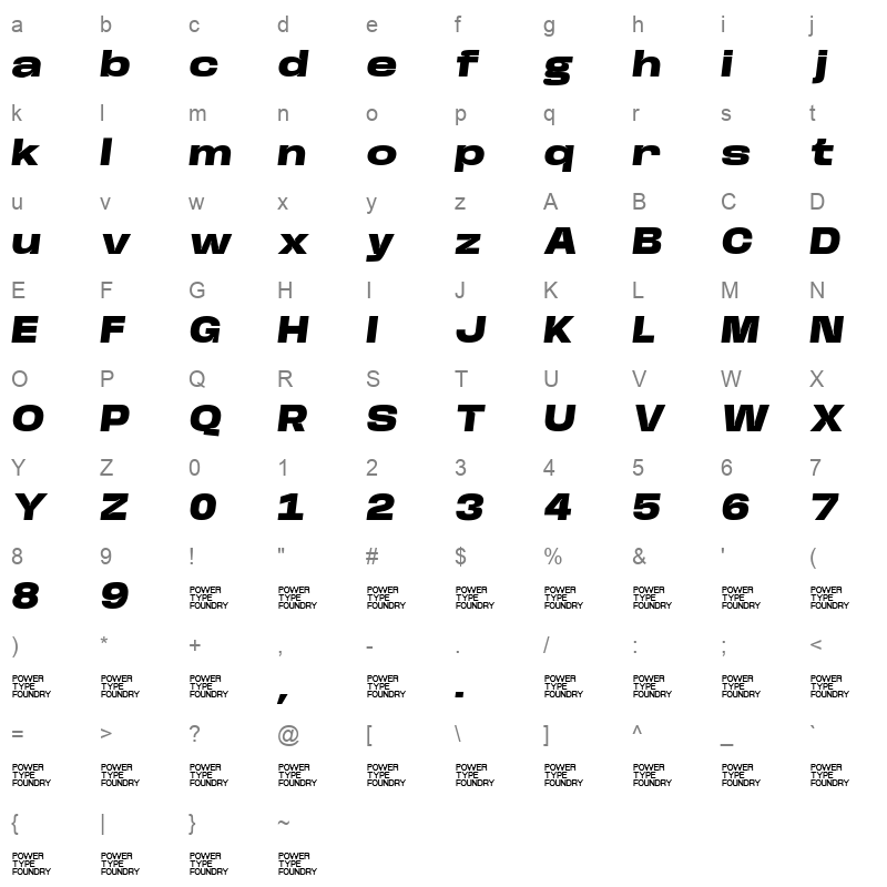 Base Neuel ExpBlackObliq Character Map